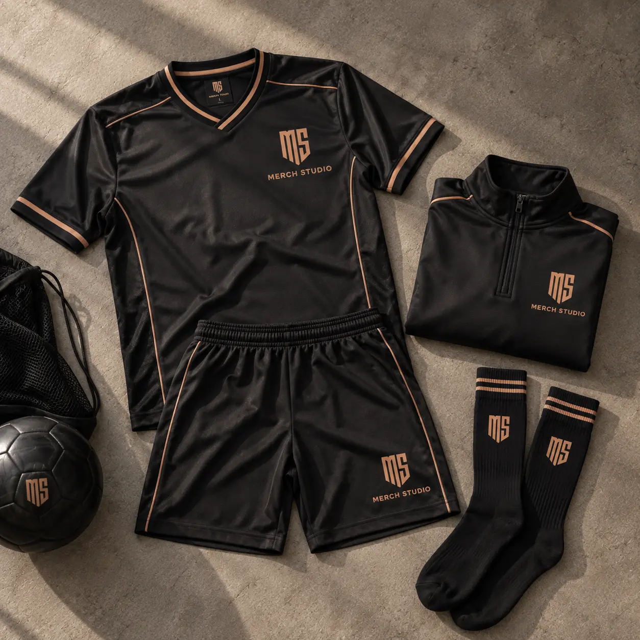 Svart matchtröja med Merch Studio-detaljer